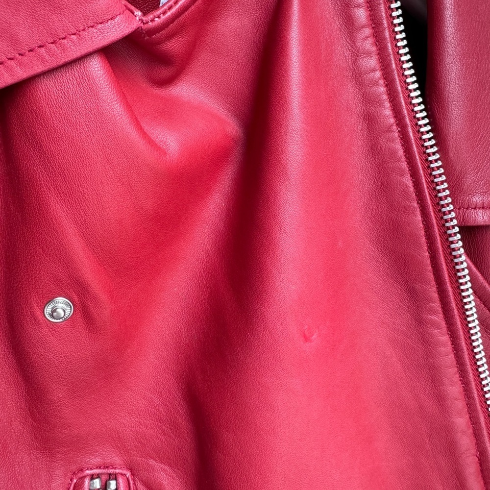 Walter Baker Liz Cropped Moto Jacket in Ruby Red Sz S Orig. $698 - Picture 13 of 17